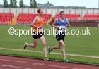 Peter Newton (Morpeth) leads eventual winner Dan Garbutt (Durham City) in the 5000 metres North Eastern Championships, Gateshead International Stadium.  Photos: David T. Hewitson/Sports for All Pics